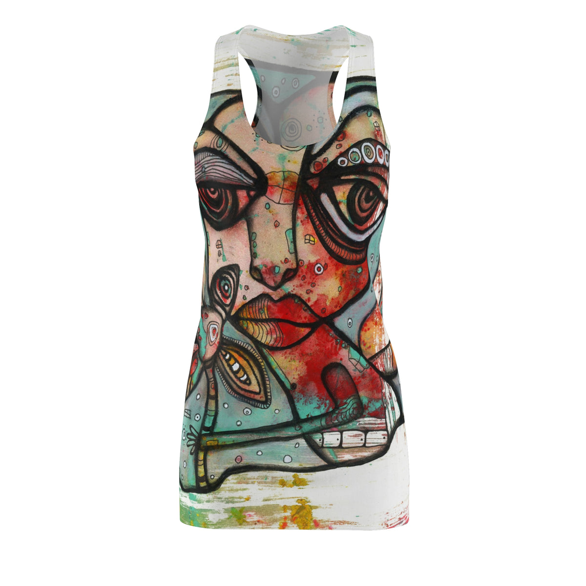 &quot;Mine&quot; Maximalist Fashion Racerback Dress Colorful Original Fairy Art