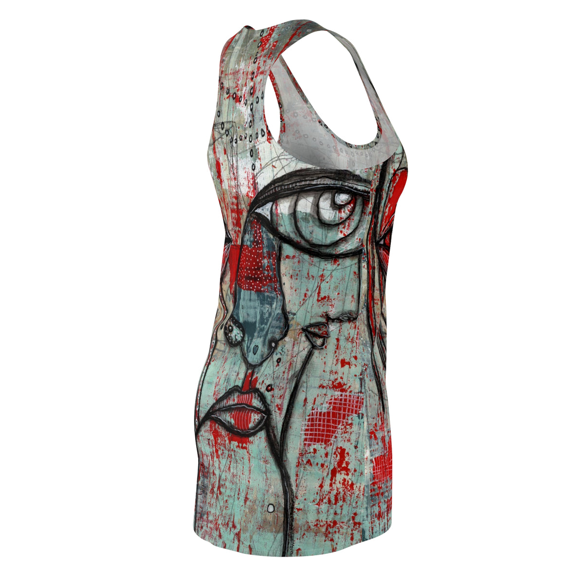 &quot;Her Close-Up&quot; Dark Goth Rocker Maximalist Fashion Racerback Mini Dress