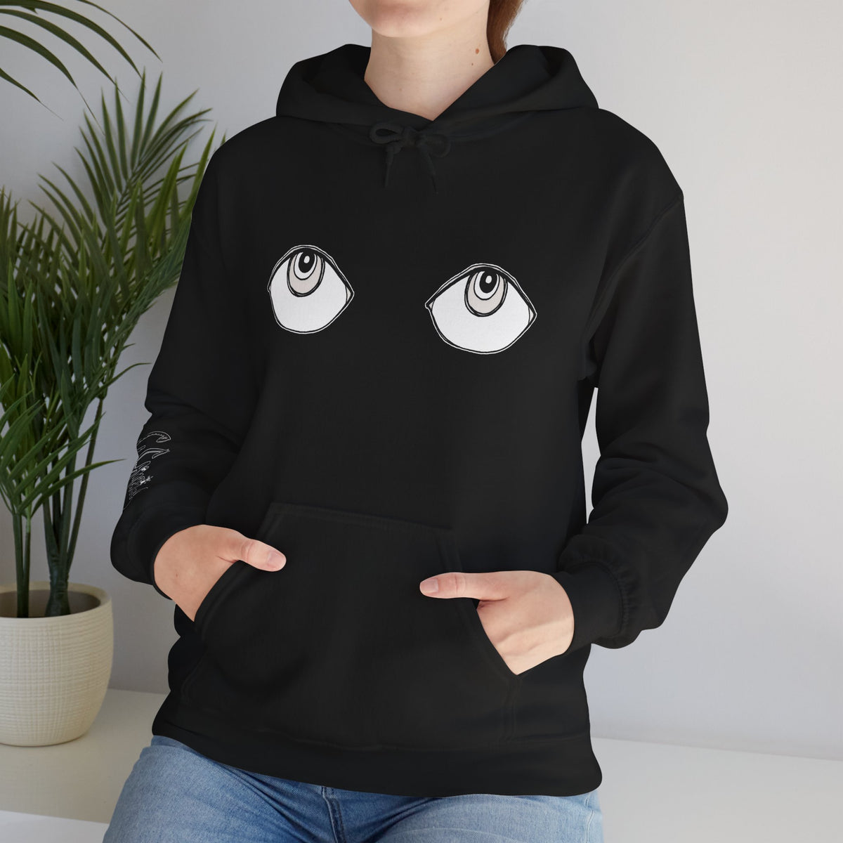 Eyes Illustration hooded sweatshirt by C.Cambrea, folded product display