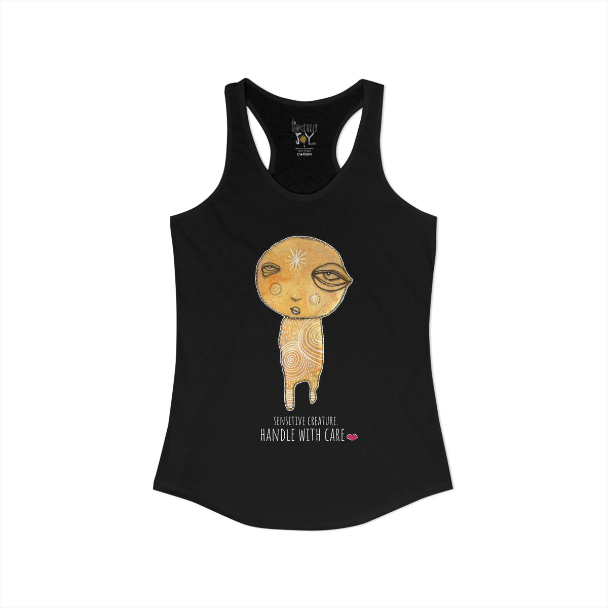 Sensitive Creature. Handle With Care racerback tank top by C.Cambrea, side view