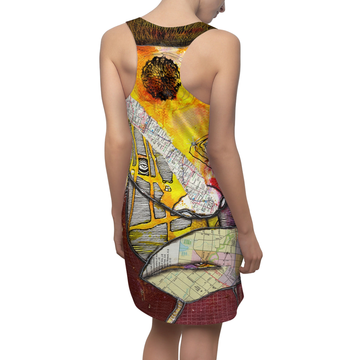 Crazy Mini Racerback Dress Unique Above the Knee Colorful Trippy Face Original Art Fashion Womens Dresses Clothing Bizarre Weird Tank Dress