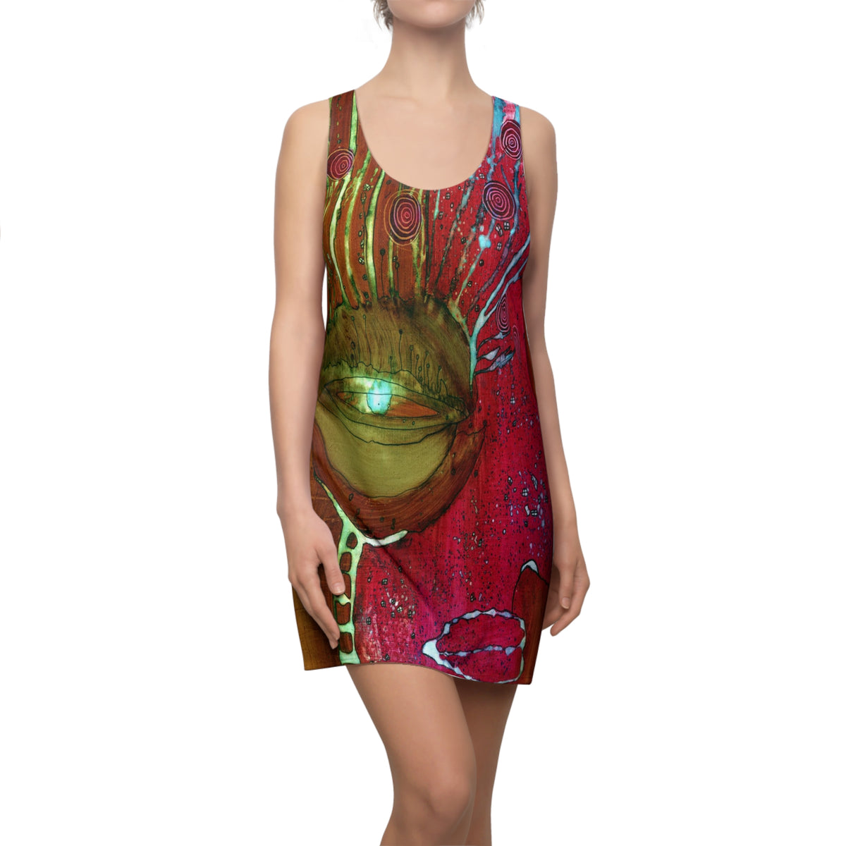 &quot;Garden&quot; Colorful Maximalist Mini Racerback Tank Dress Original Abstract Art