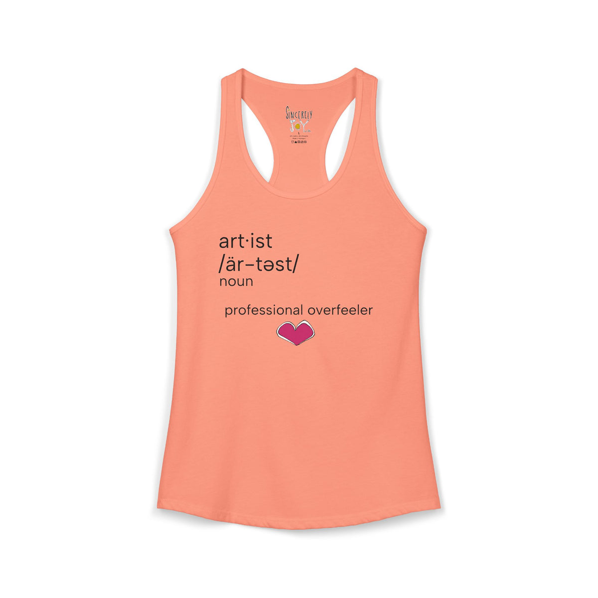 Crying Is Part of the Process racerback tank top by C.Cambrea, front view on model