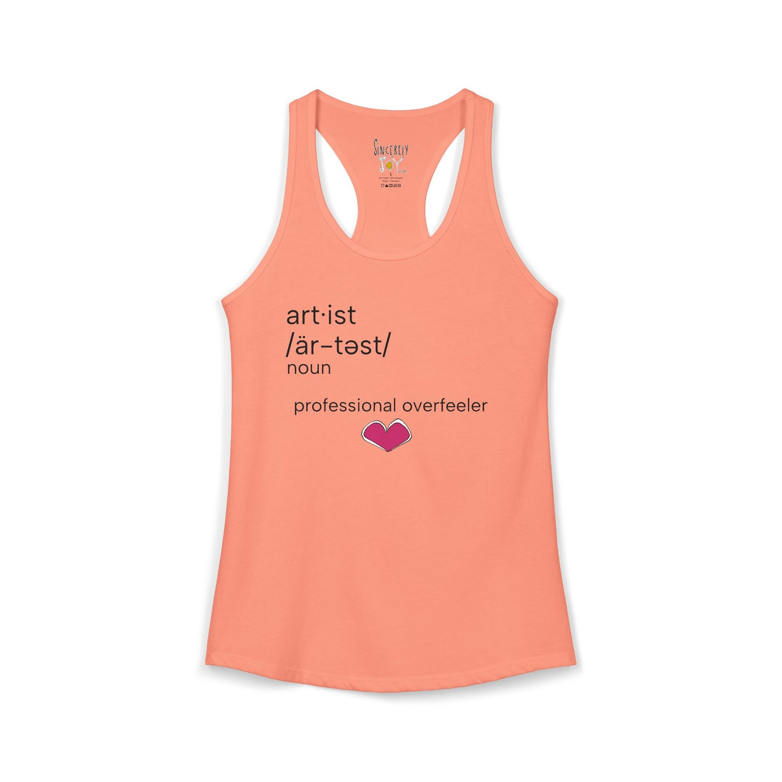 Crying Is Part of the Process racerback tank top by C.Cambrea, front view on model