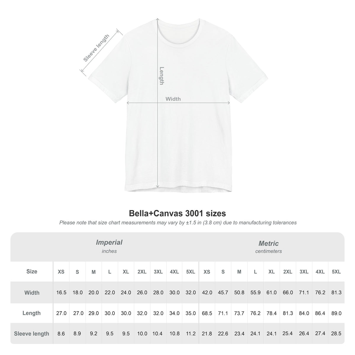Sensitive Creature. Handle with Care t-shirt by C.Cambrea, size and fit reference chart