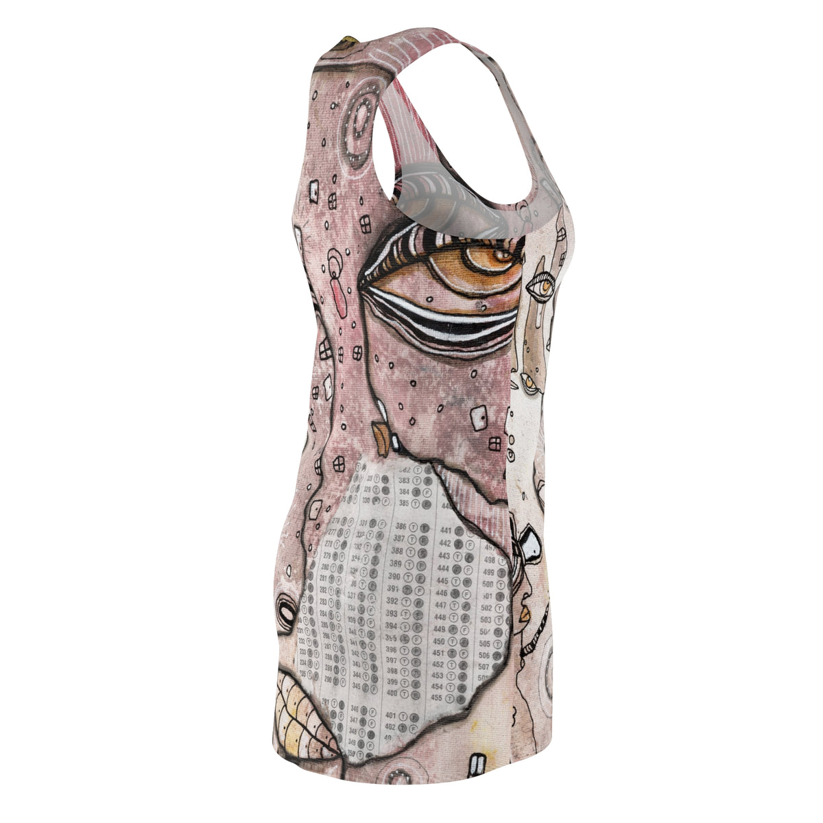 Crazy Art Dress Racerback Mini Tank Sexy Above the Knee Unique Original Artwork Womens Clothing Artsy Designer Fashion