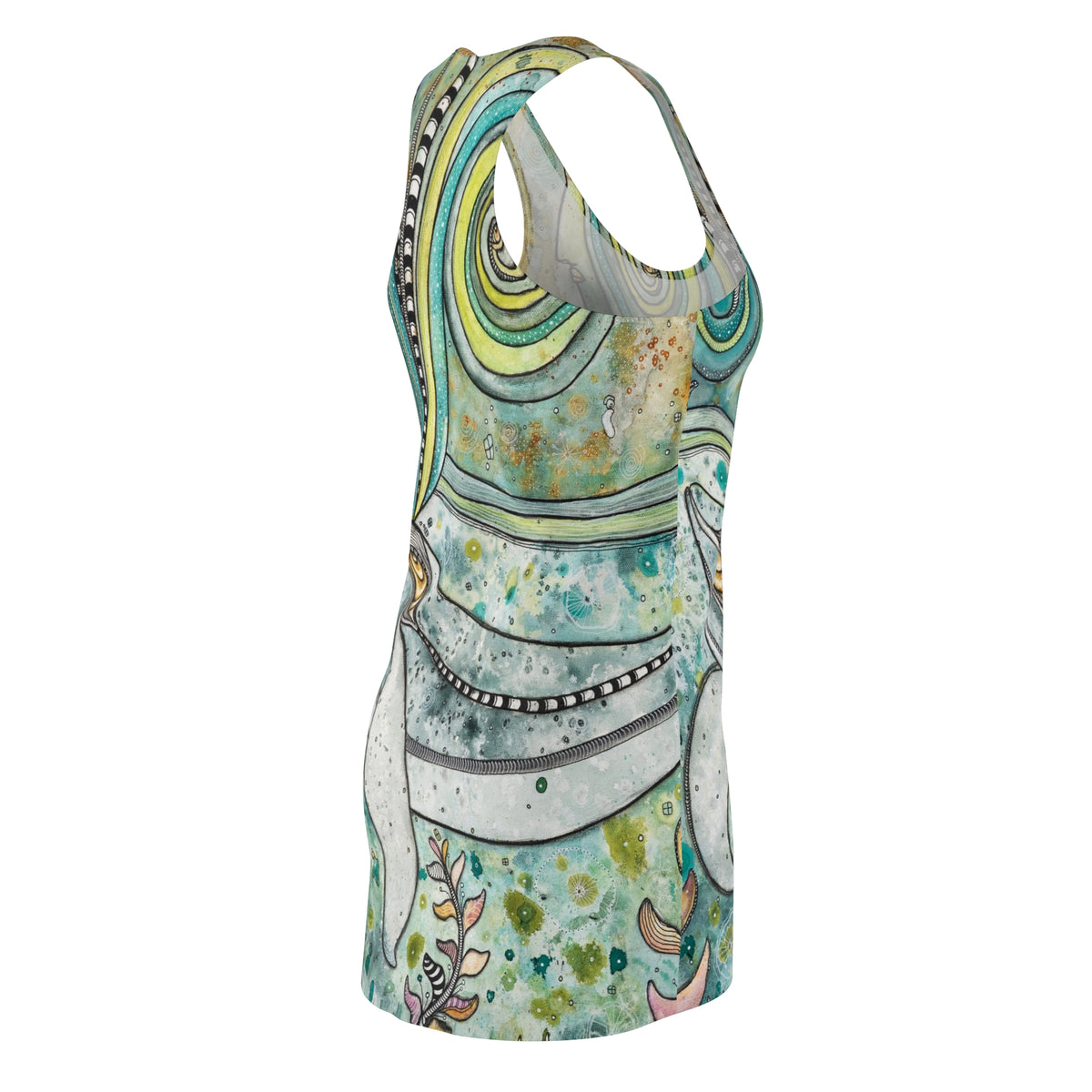 Whale Mini Tank Dress Racerback Original Animal Print Design | Ocean Creature Art | Sexy Above the Knee | Unique Fun Womens Artsy Clothing