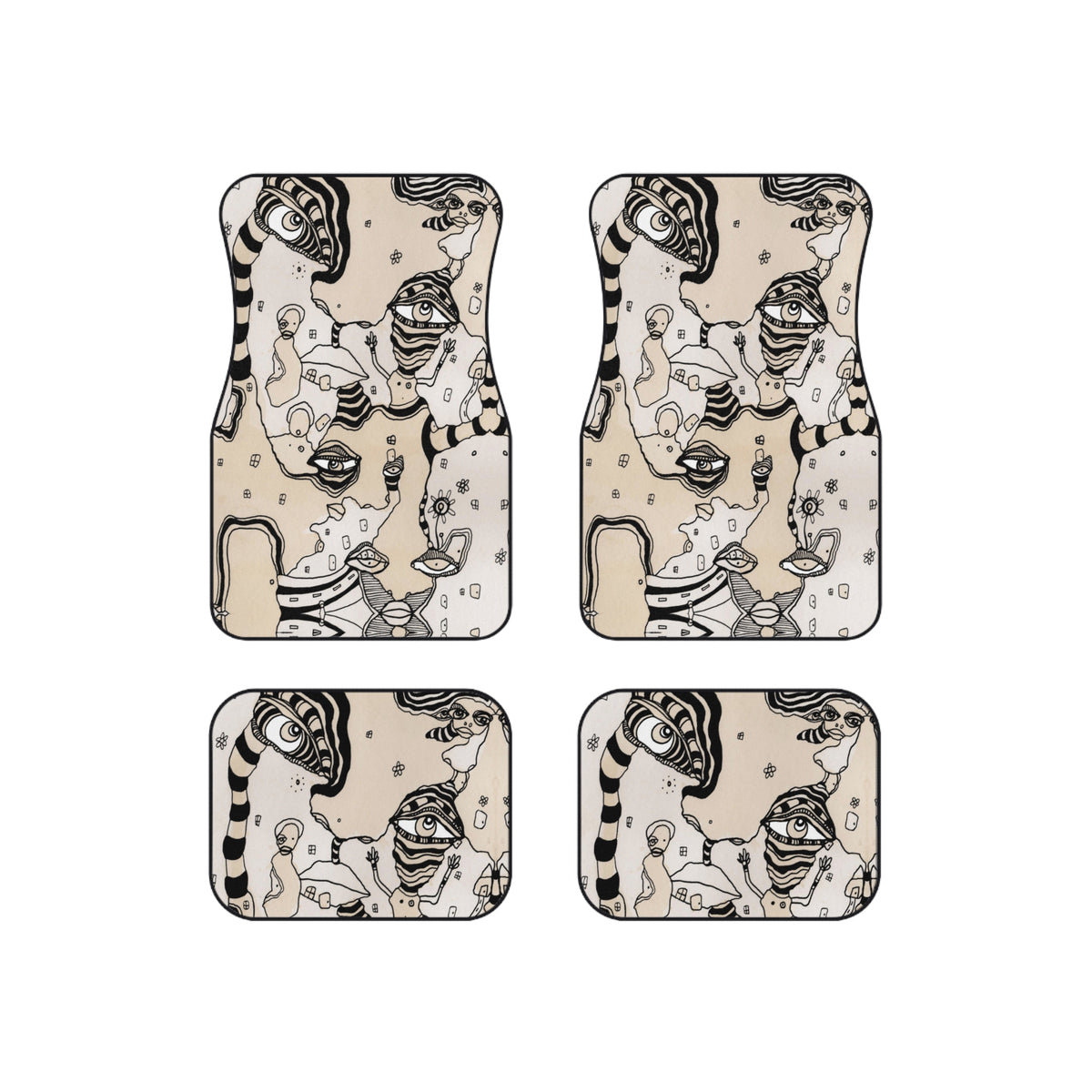 &quot;Stained 01&quot; Car Floor Mats Set of 4 Coffee Stained Art Designer Car Mats