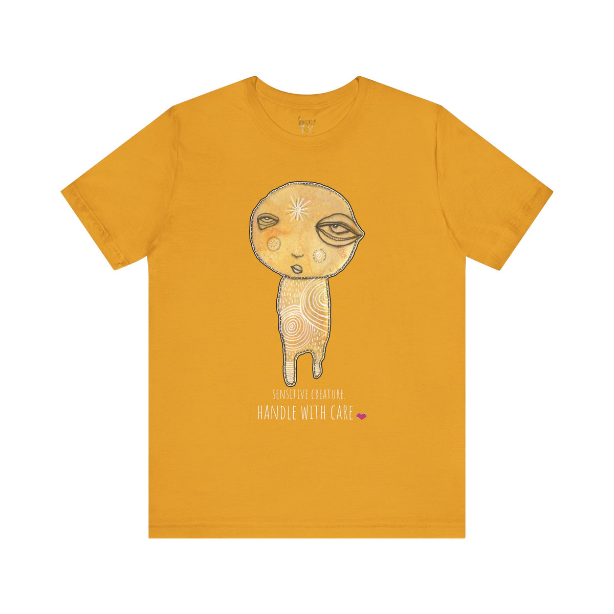 Sensitive Creature. Handle with Care t-shirt by C.Cambrea, fabric and stitching detail