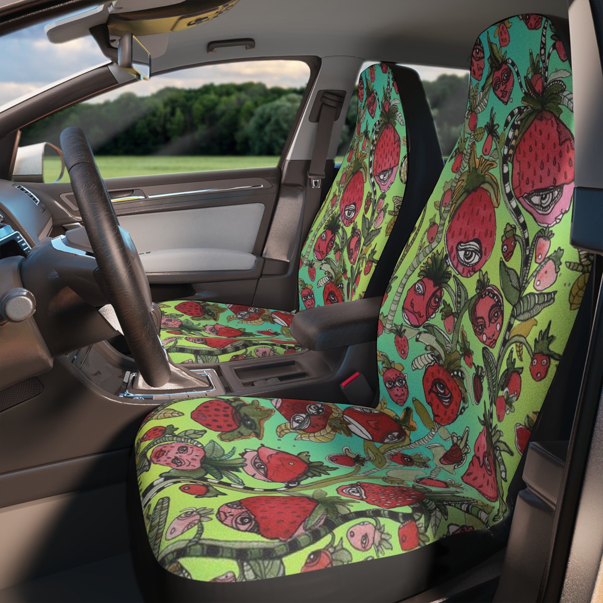 Strawberry Fruit Car Seat Covers Colorful Hippie Vibes