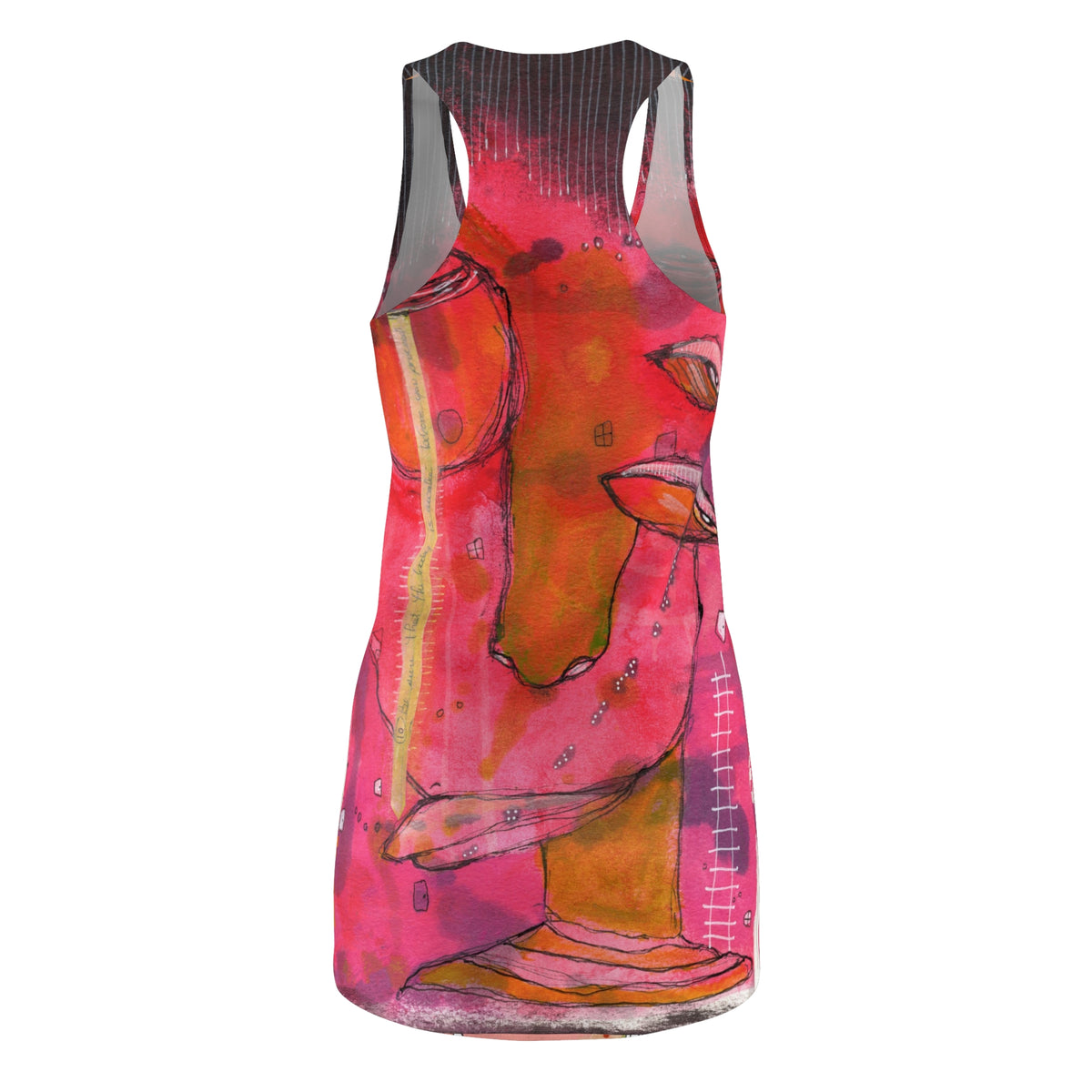 Colorful Dress Pink Racerback Mini Tank Sexy Above the Knee Unique Original Art Womens Clothing Artsy Designer Fashion