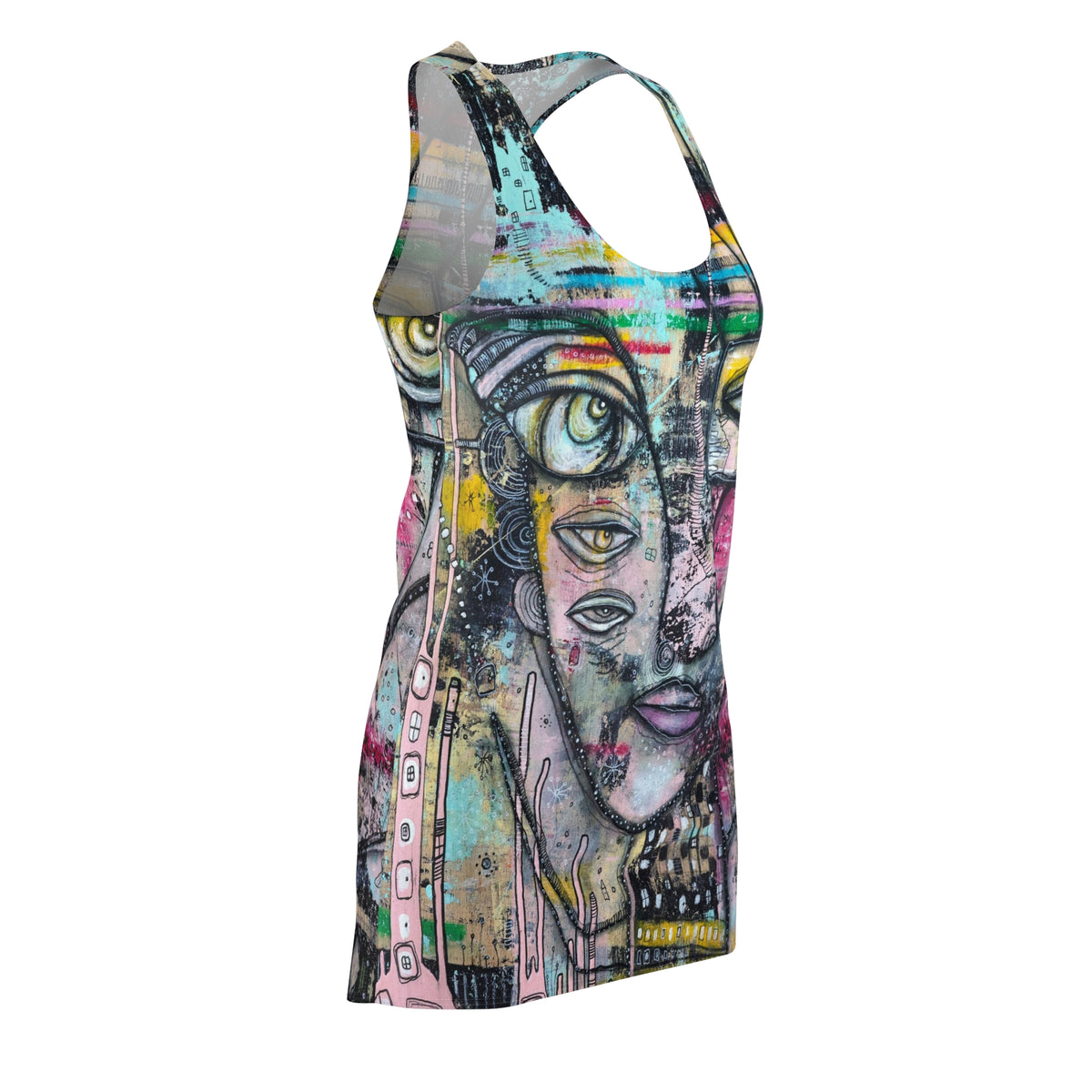 &quot;I can hear you&quot; Original Art Goth Maximalist Fashion Racerback Dress
