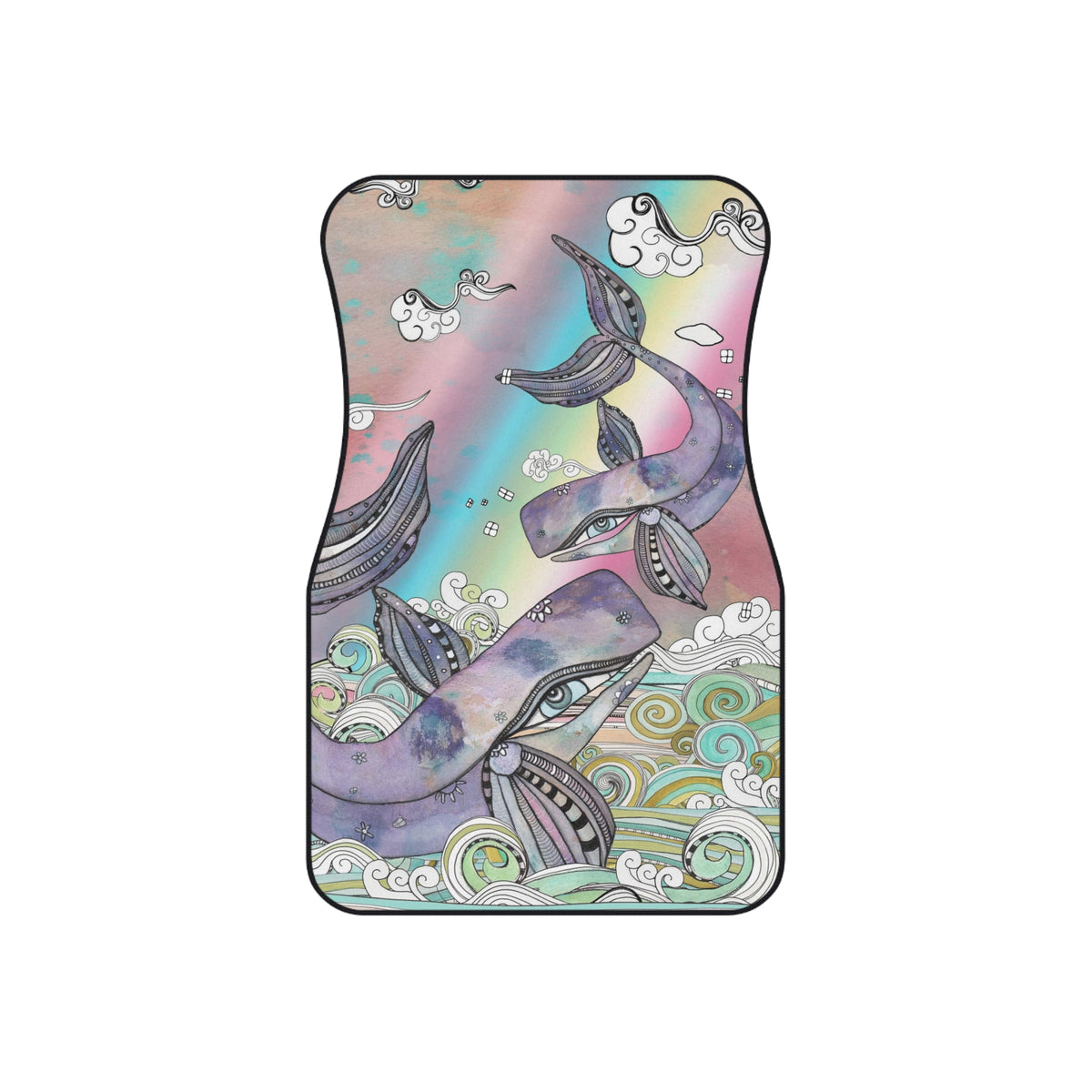 &quot;Plum Purple Whales&quot;  Set of 4 Ocean Beach Theme Sea Creatures Car Mats