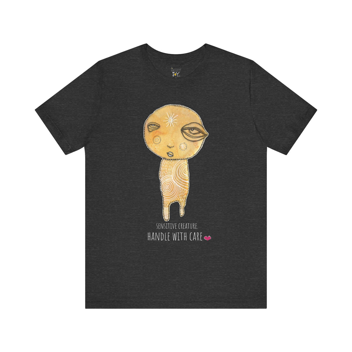 Sensitive Creature. Handle with Care t-shirt by C.Cambrea, size and fit reference chart