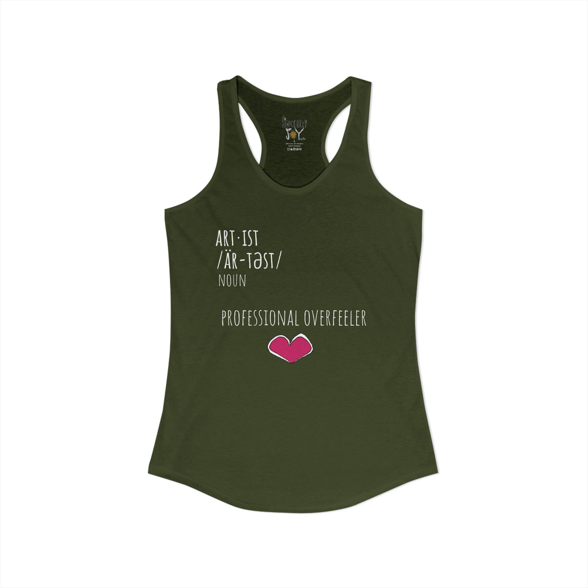 Crying Is Part of the Process racerback tank top by C.Cambrea, front view on model