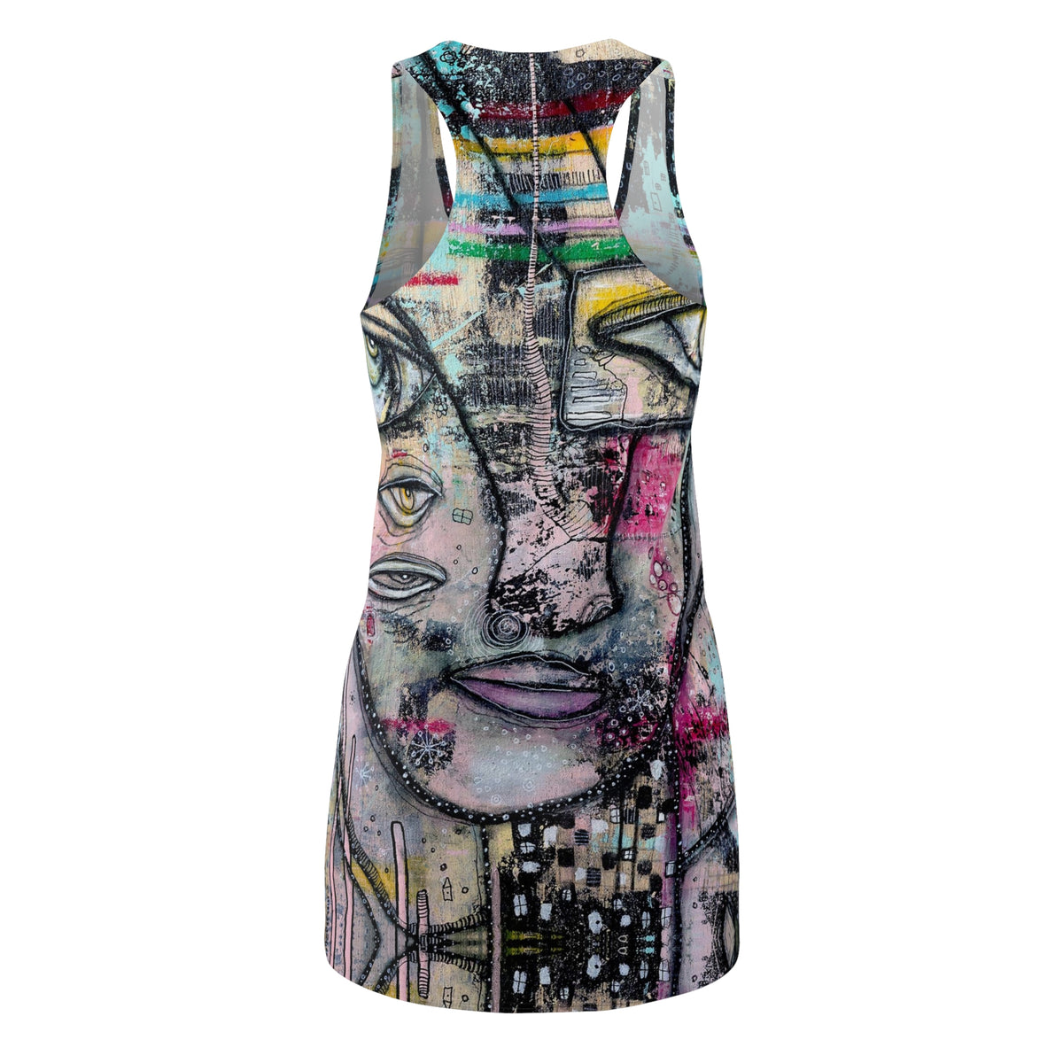 &quot;I can hear you&quot; Original Art Goth Maximalist Fashion Racerback Dress