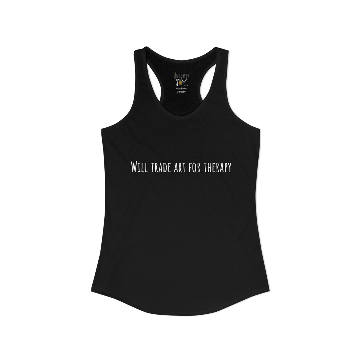 Will Trade Art For Therapy racerback tank by C.Cambrea, side view