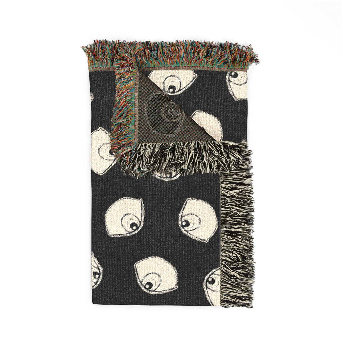 Woven Blanket with Abstract Eye Pattern in Black for Living Room Sofa, Couch Throws, Bed Covers. Soft snuggles