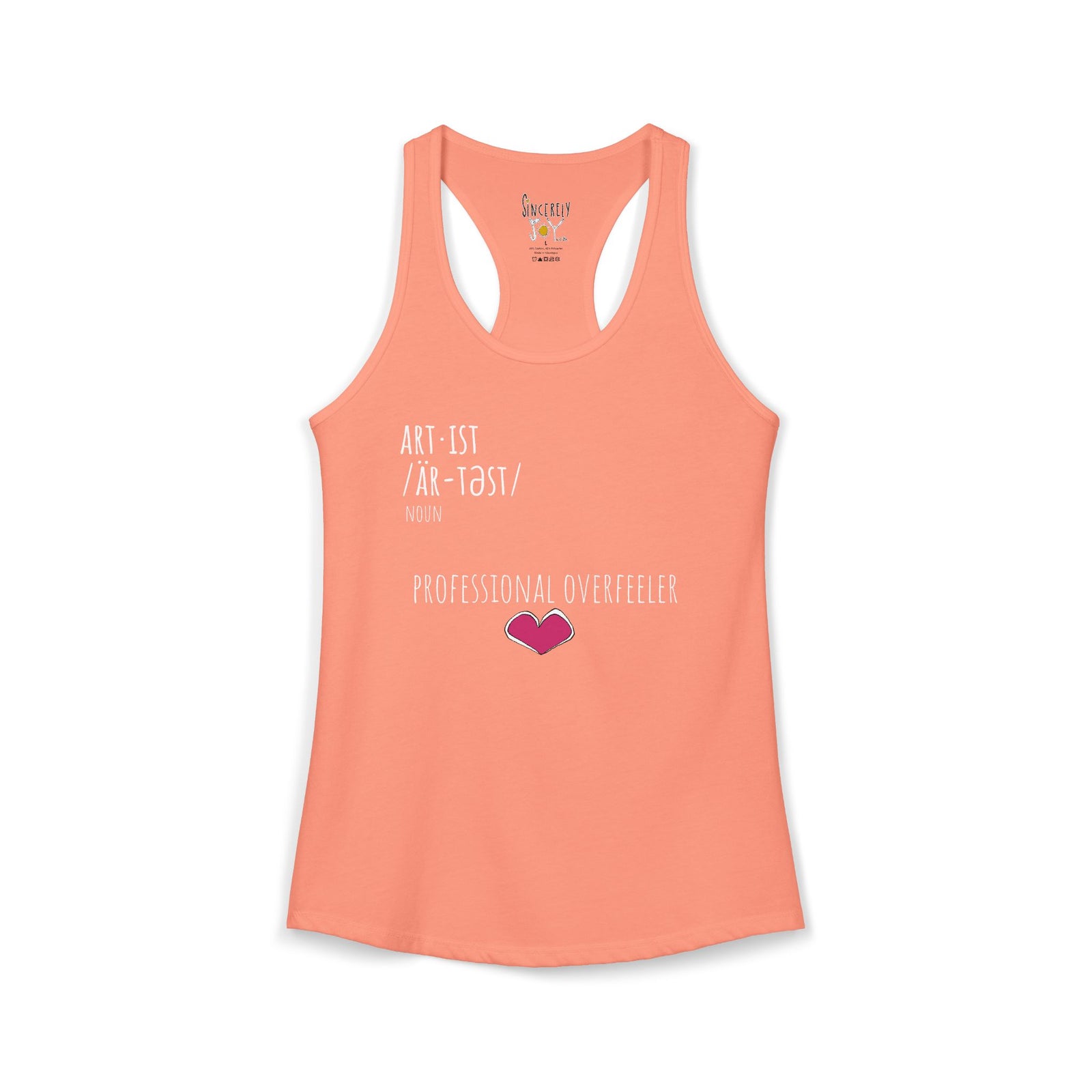 Professional Overfeeler racerback tank top by C.Cambrea, front view on model