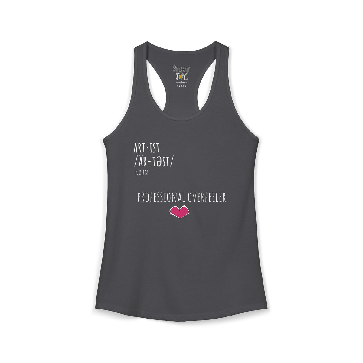 Professional Overfeeler racerback tank top by C.Cambrea, fabric and stitching detail