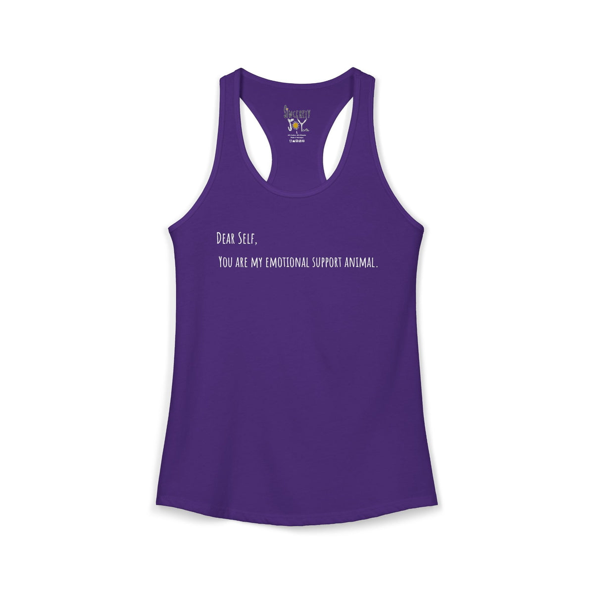 Dear Self Emotional Support Animal racerback tank by C.Cambrea, folded product display