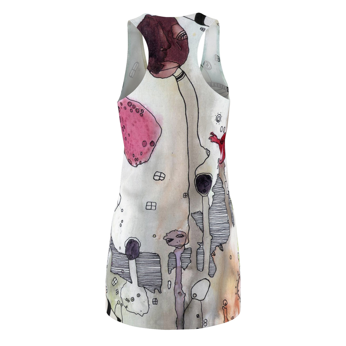 &quot;a female hello&quot; Unique Racerback Mini Above the Knee Tank Dress with Original Artwork