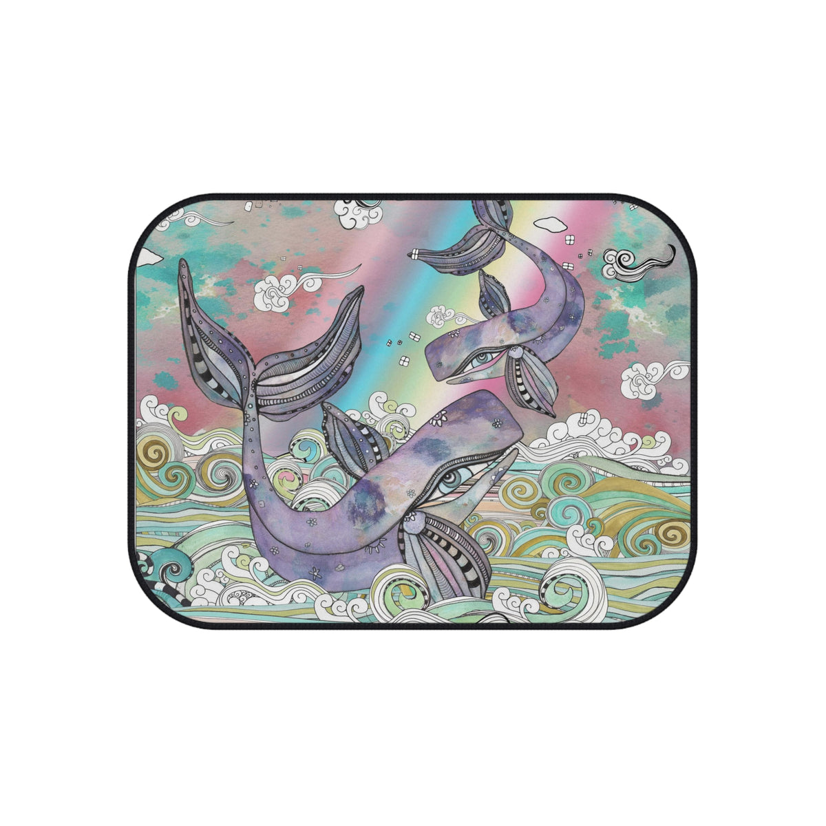 &quot;Plum Purple Whales&quot;  Set of 4 Ocean Beach Theme Sea Creatures Car Mats
