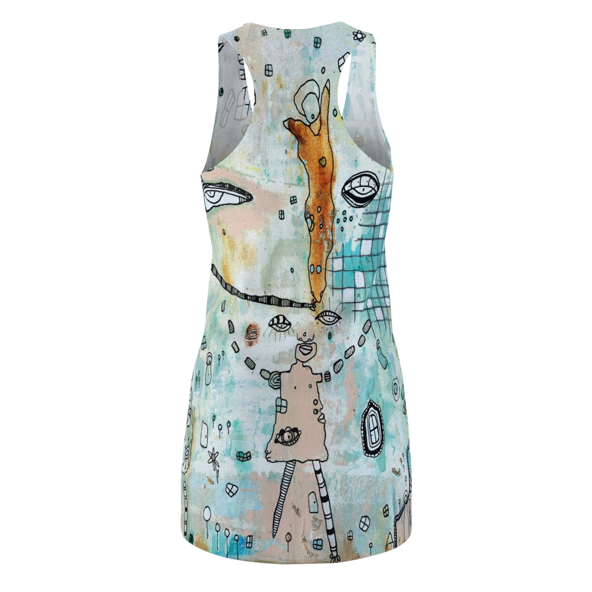 Mini Racerback Dress Unique Above the Knee Original Art Fashion Women's Dresses Clothing Funky Unique Bizarre Weird Ladies Dress Accessories