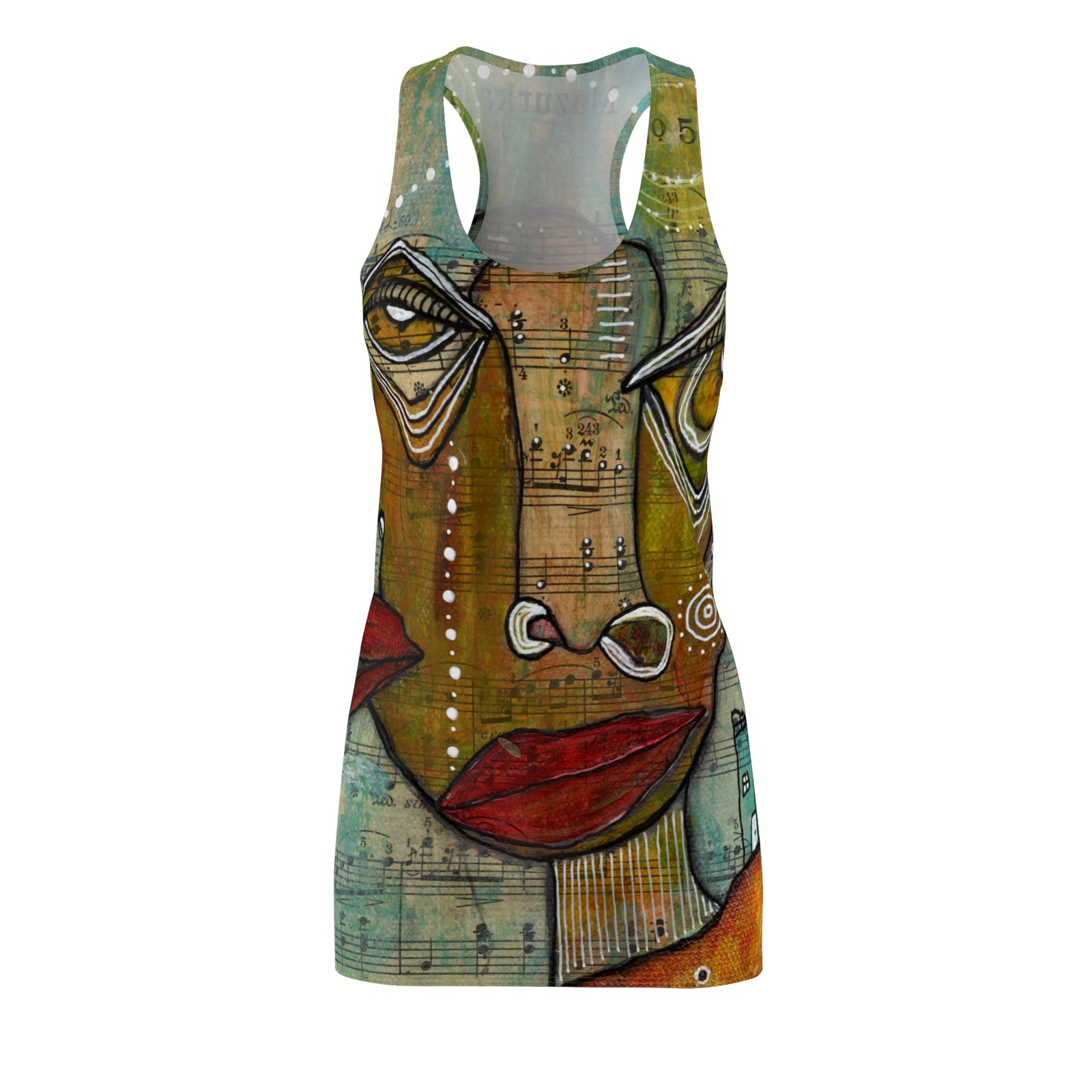 Tank Dress 'Trippy Face (Neutral)' — front view