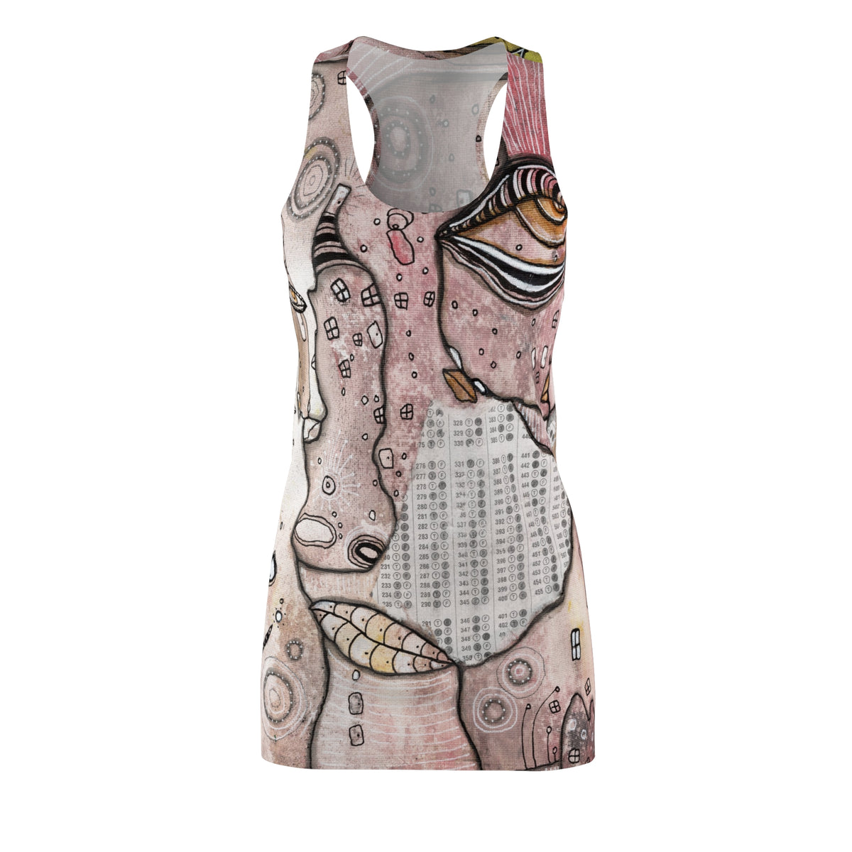 Crazy Art Dress Racerback Mini Tank Sexy Above the Knee Unique Original Artwork Womens Clothing Artsy Designer Fashion