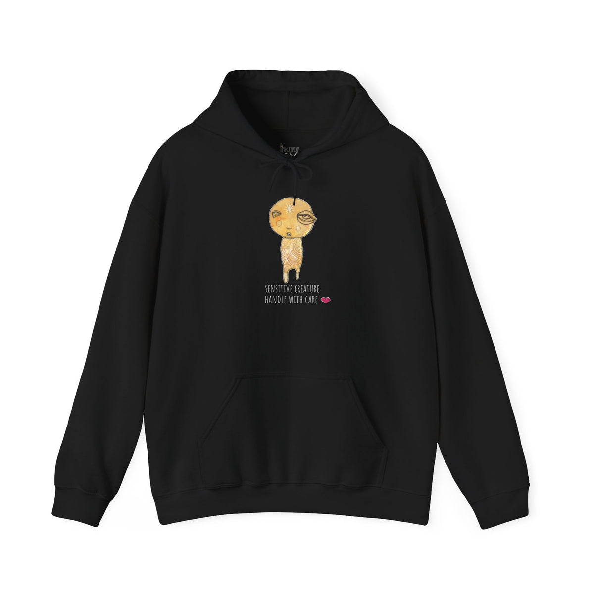 Sensitive Creature. Handle with Care hoodie by C.Cambrea, fabric and stitching detail
