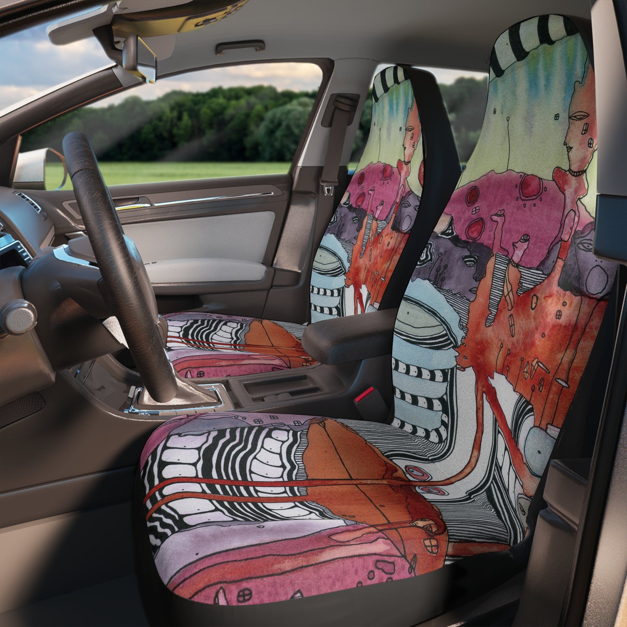 "Female Hello" Original Artwork on Car Seat Covers