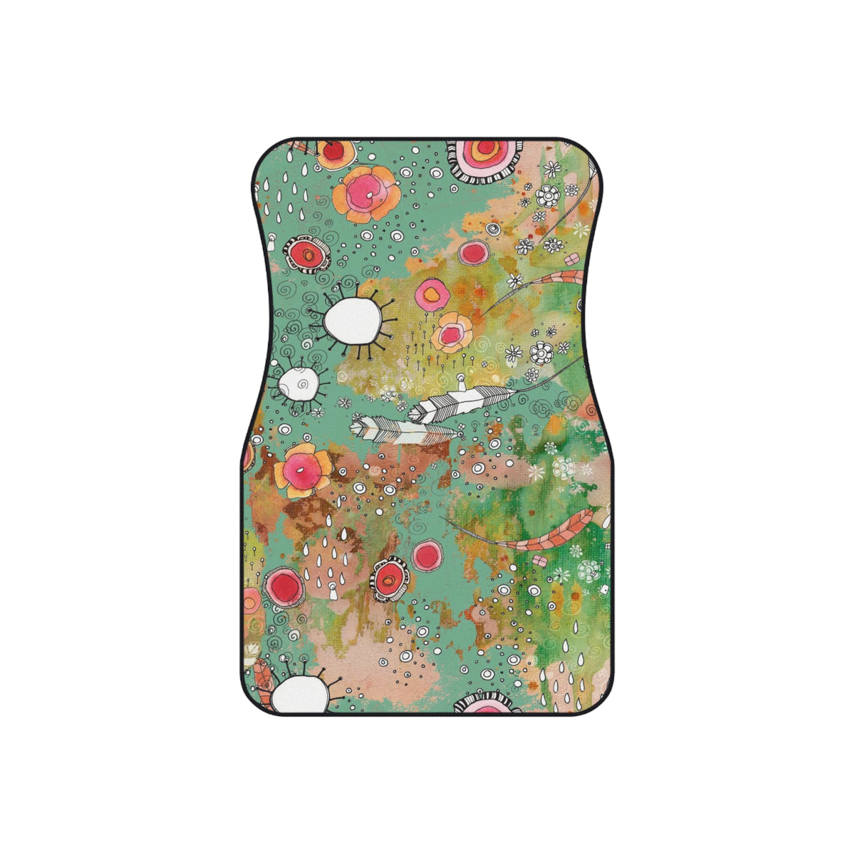 &quot;Feathers, Flowers, Showers&quot; Boho Set of 4 Car Mats
