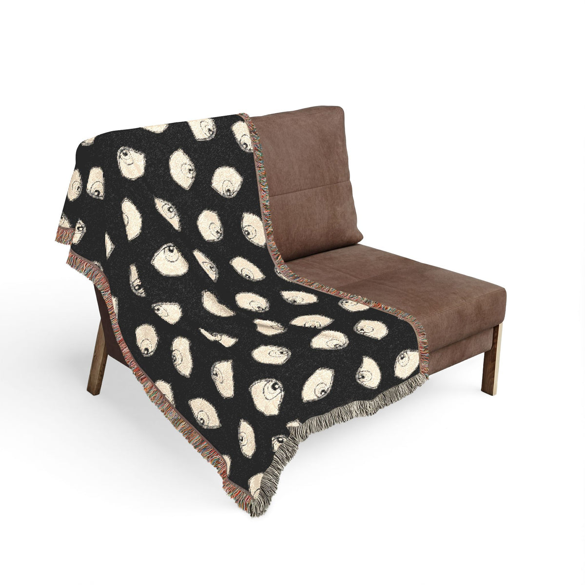 Woven Blanket with Abstract Eye Pattern in Black for Living Room Sofa, Couch Throws, Bed Covers. Soft snuggles