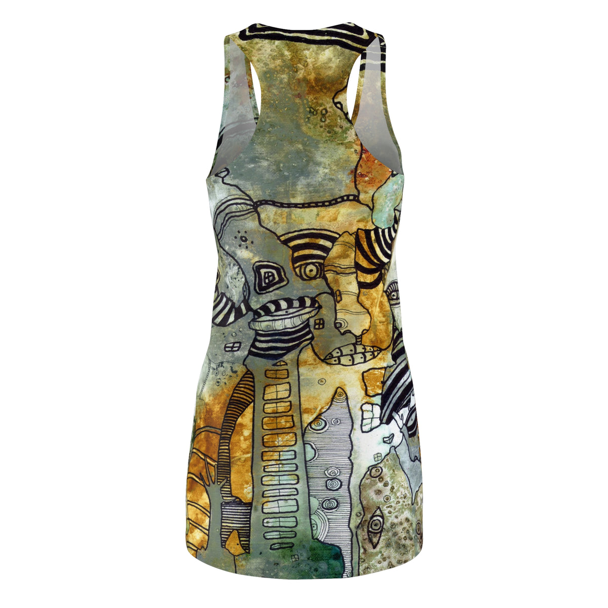 &quot;Part of everything&quot; Mini Tank Above the Knee Racerback Dress Original Maximalist Art