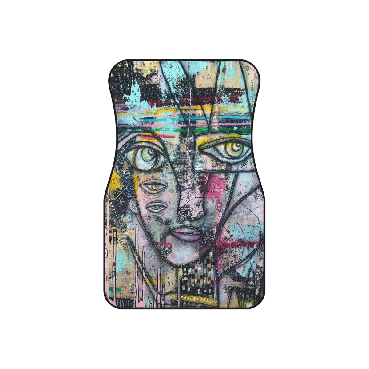 &quot;I Can Hear You&quot; Set of 4 Car Floor Mats Original Maximalist Artwork