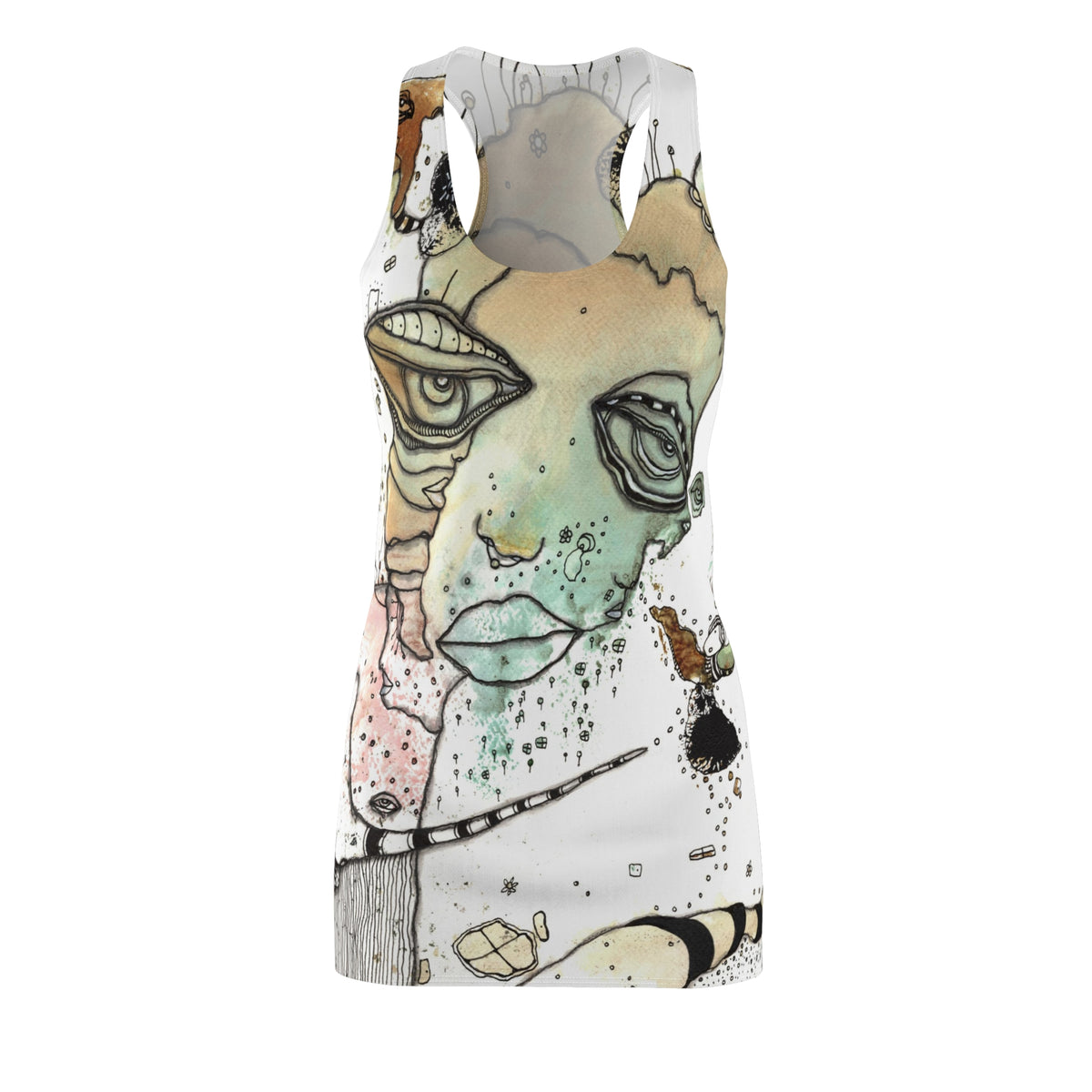 &quot;Found You&quot; Fun Original Watercolor Art Racerback Mini Dress