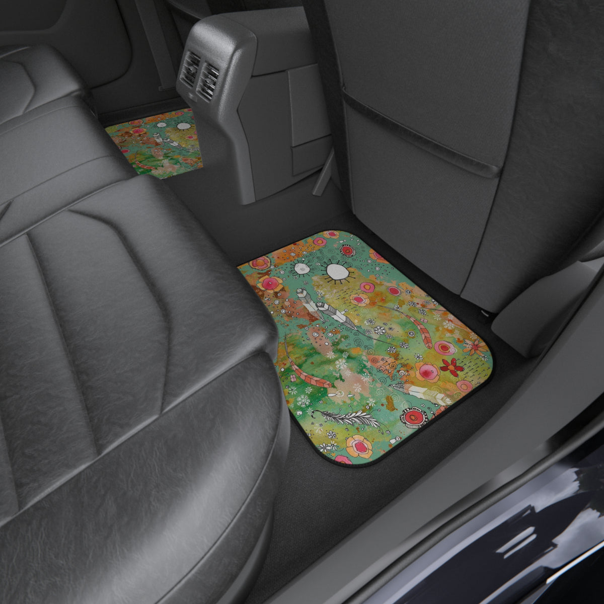 &quot;Feathers, Flowers, Showers&quot; Boho Set of 4 Car Mats