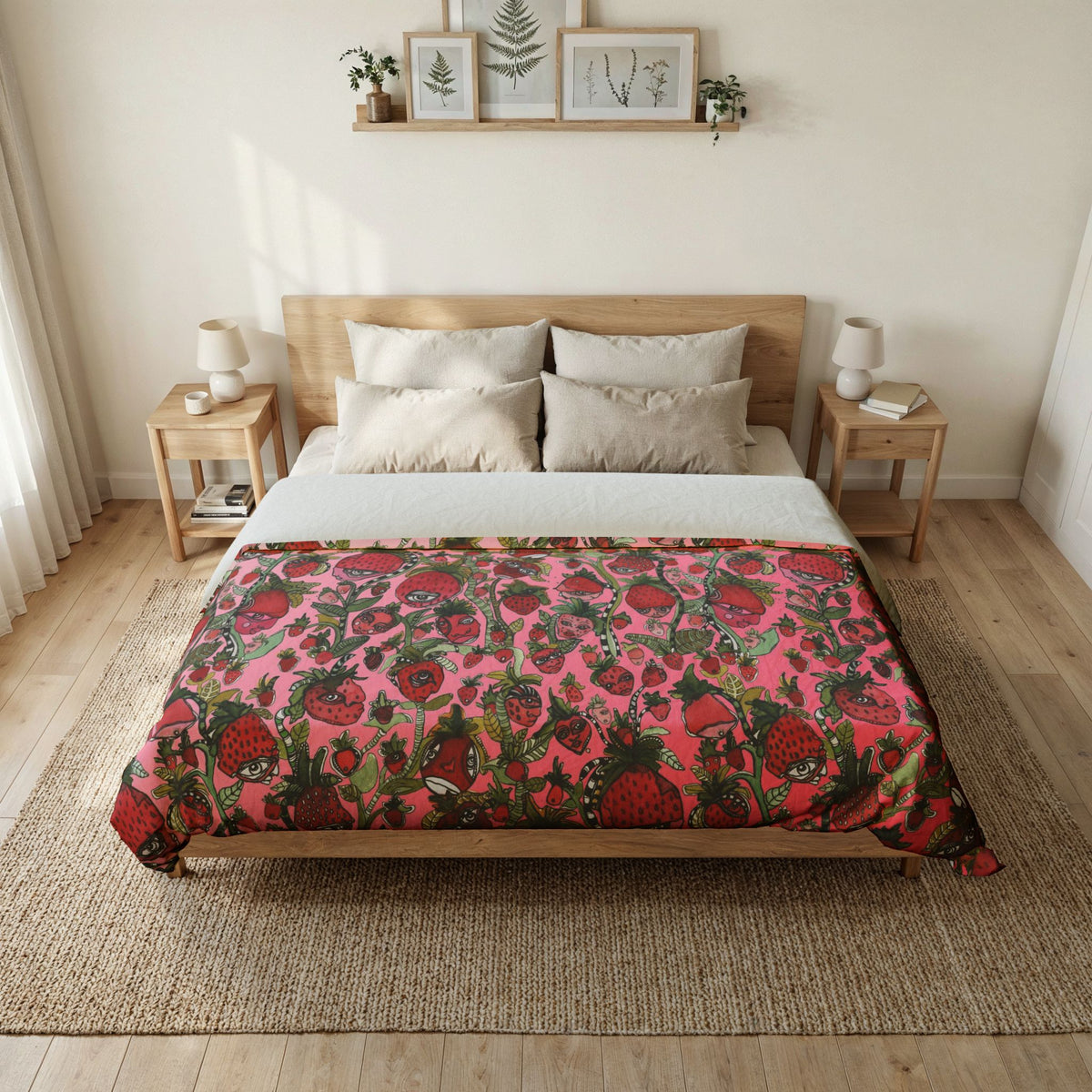 Duvet Cover 'Strawberry Shortcake Faces' — styled bedroom photo