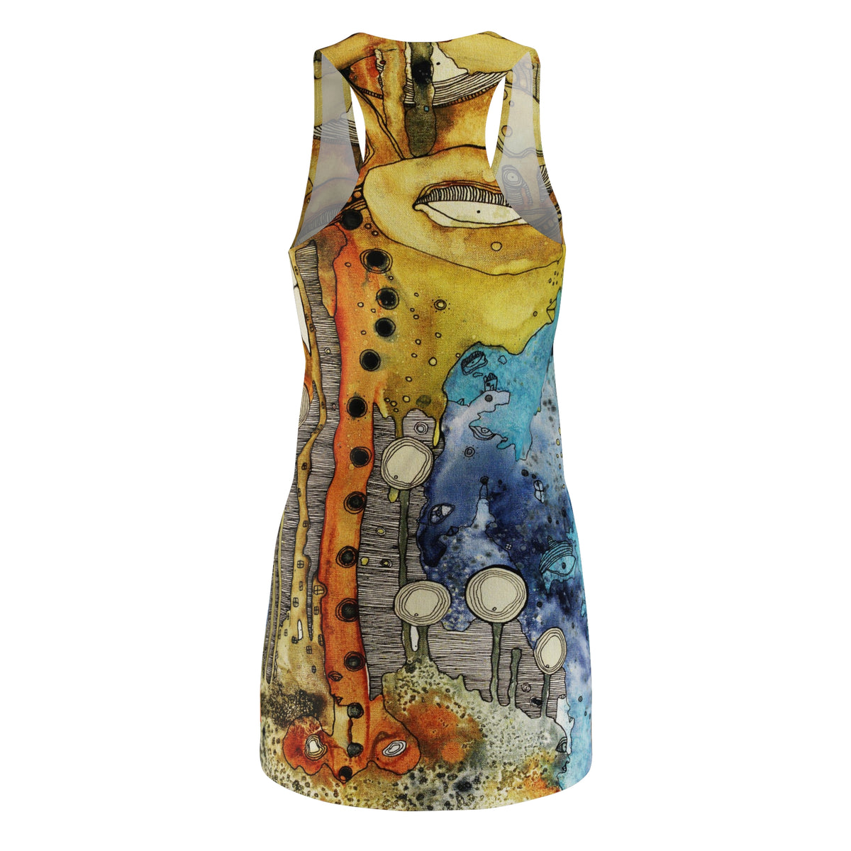 &quot;Growing on Me&quot; Trippy Mini Tank Racerback Dress Original Maximalist Art Fashion Print