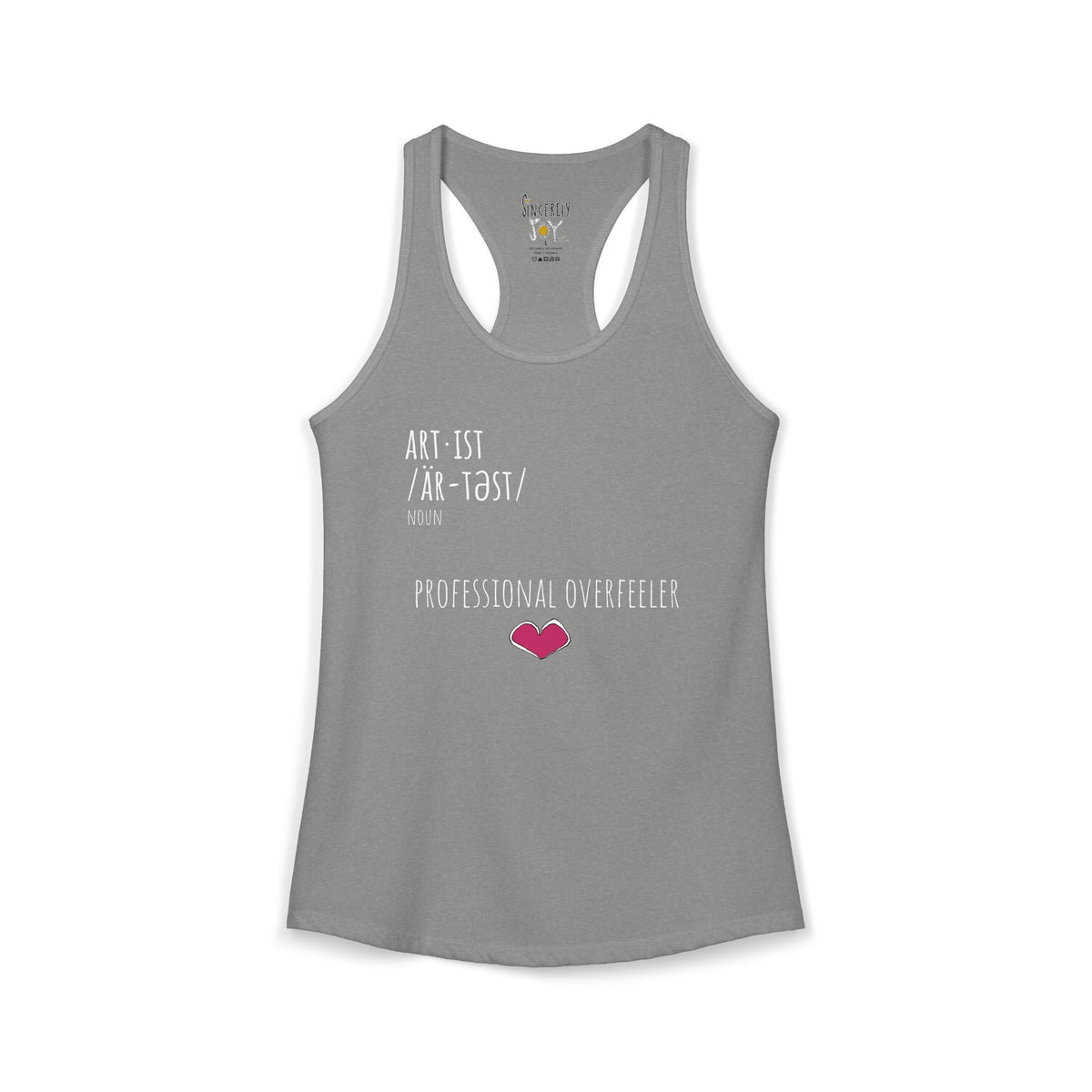 Professional Overfeeler racerback tank top by C.Cambrea, back view on model