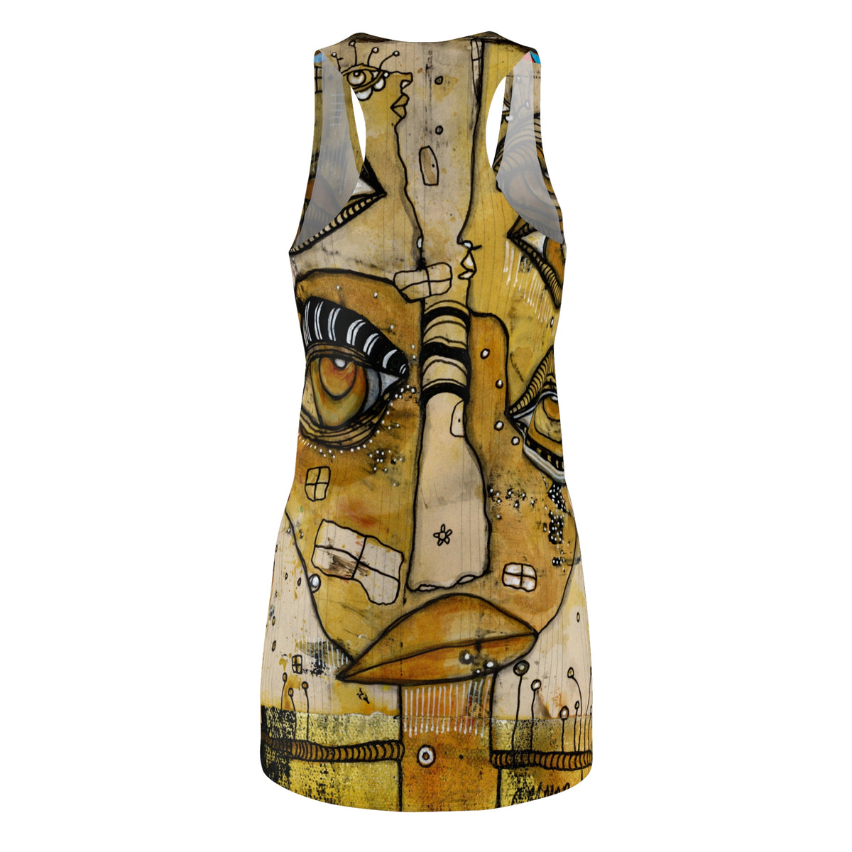 Mini Racerback Dress Unique Above the Knee Neutral Unusual Original Art Fashion Womens Dresses Clothing Bizarre Weird Tank Fashion Dresses