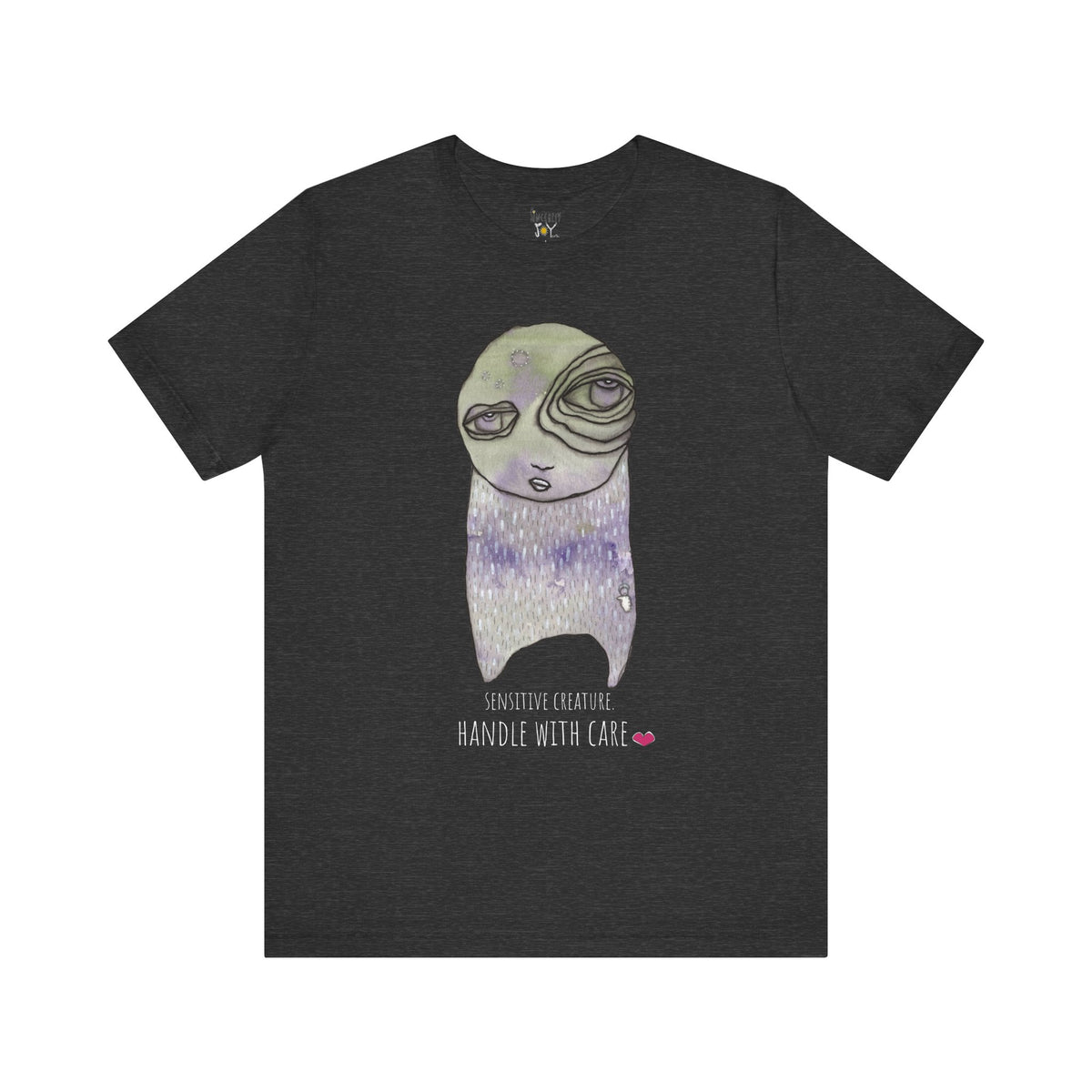 Sensitive Creature. Handle with Care t-shirt by C.Cambrea, flat lay