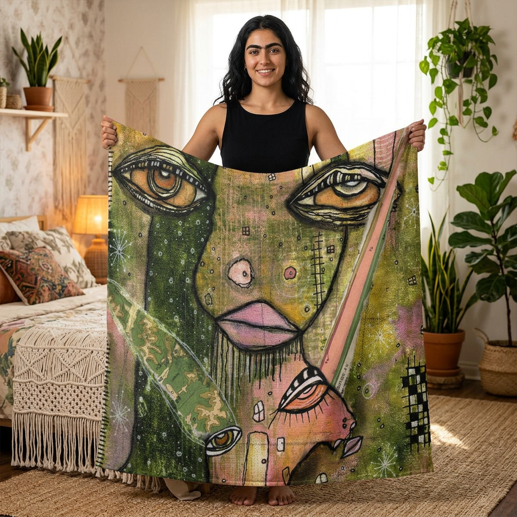 Duvet Cover 'My Tools' — front view on bed
