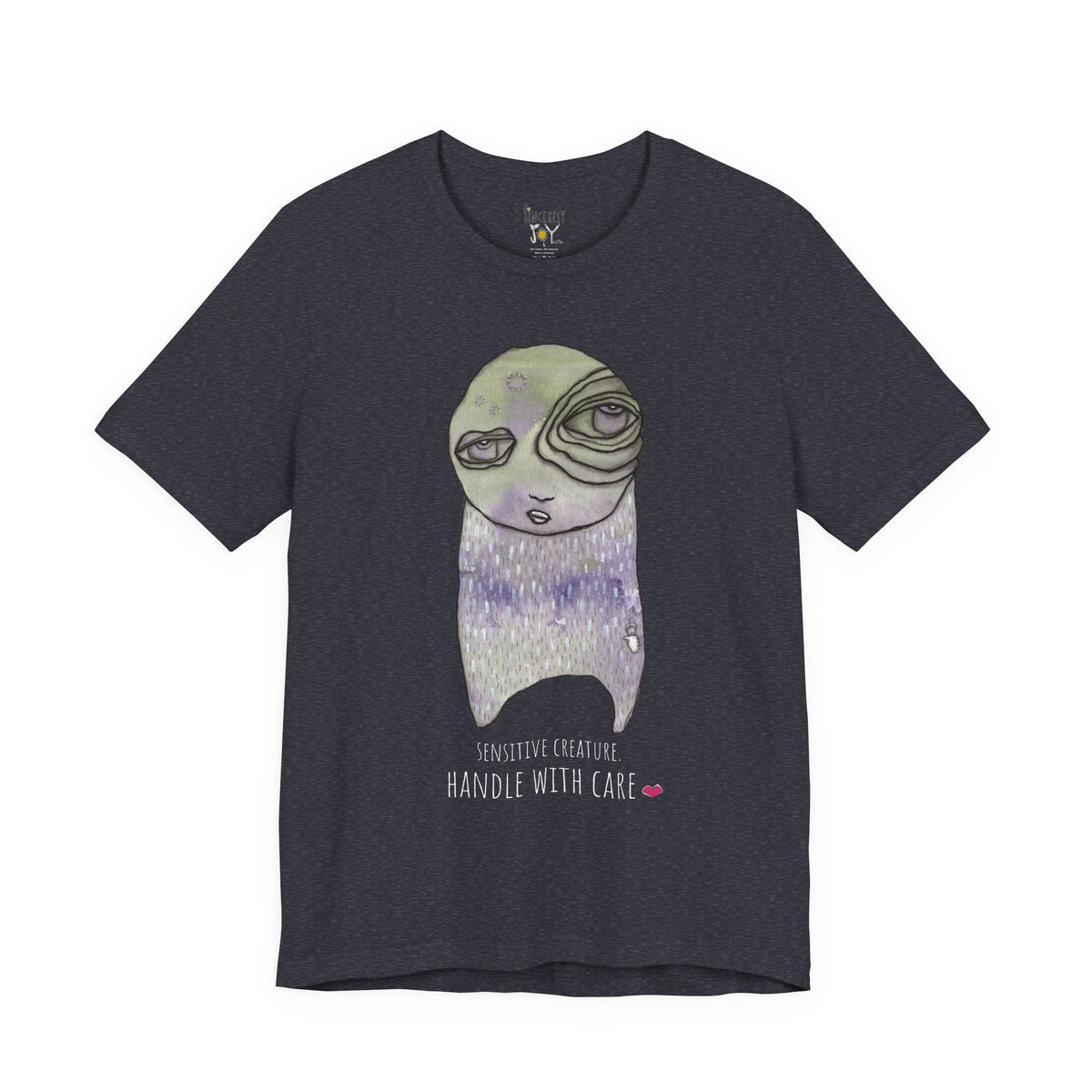 Sensitive Creature. Handle with Care t-shirt by C.Cambrea, flat lay