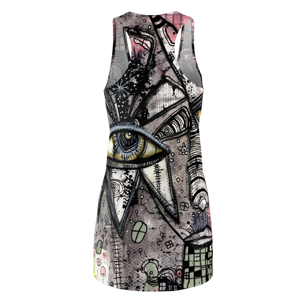 &quot;Written in the Stars 02&quot; Dark Goth Rocker Maximalist Fashion Racerback Mini Dress