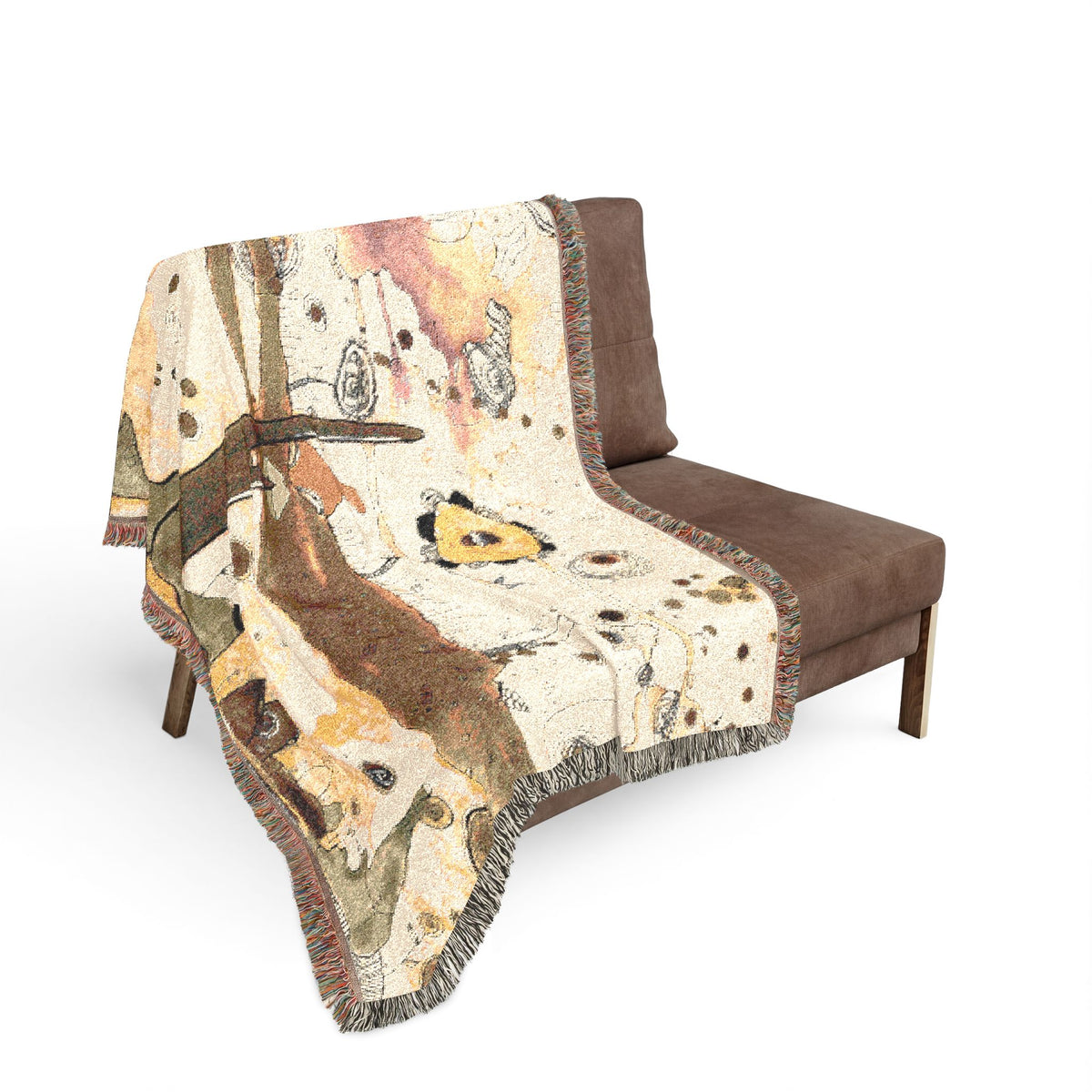 Woven Blanket with Abstract Whimsical Artwork | Fun Painting for Living Room Sofa, Couch Throws, Bed Covers. Soft snuggles