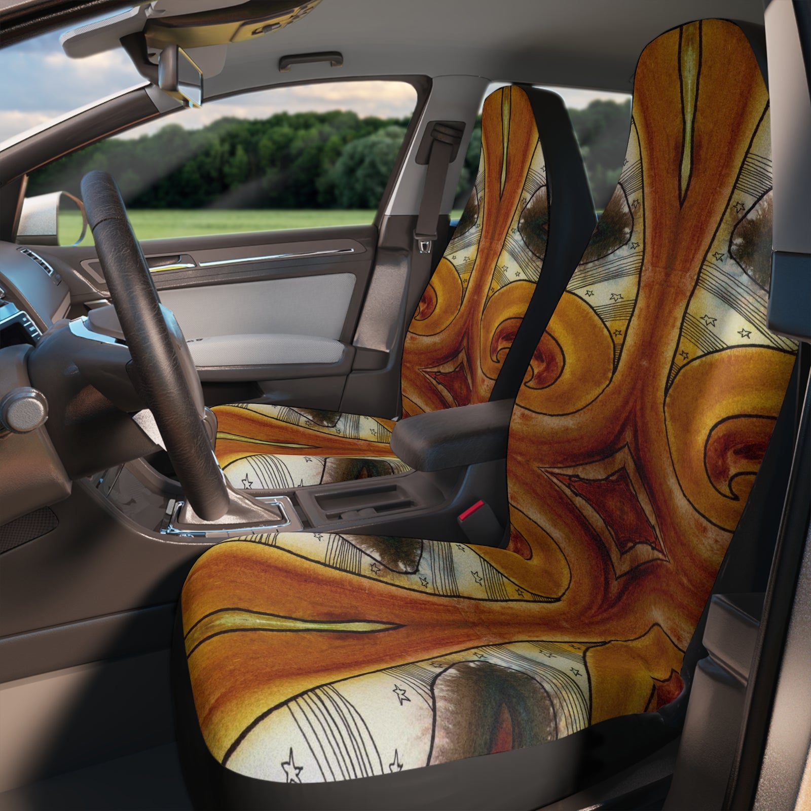 "City life pattern" Original Art on Car Seat Covers