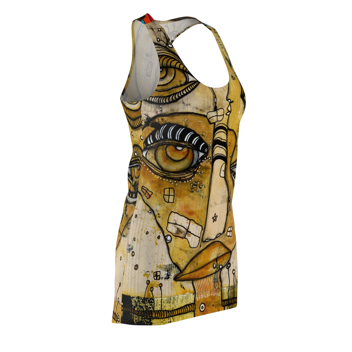 Mini Racerback Dress Unique Above the Knee Neutral Unusual Original Art Fashion Womens Dresses Clothing Bizarre Weird Tank Fashion Dresses