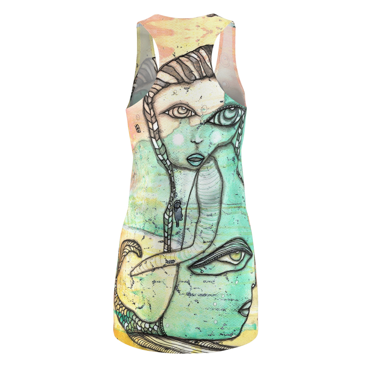 Mermaid Mini Dress Racerback Unique Above the Knee Original Unique Yemaya Ocean Art Fashion Women's Dresses Clothing Dresses Accessories